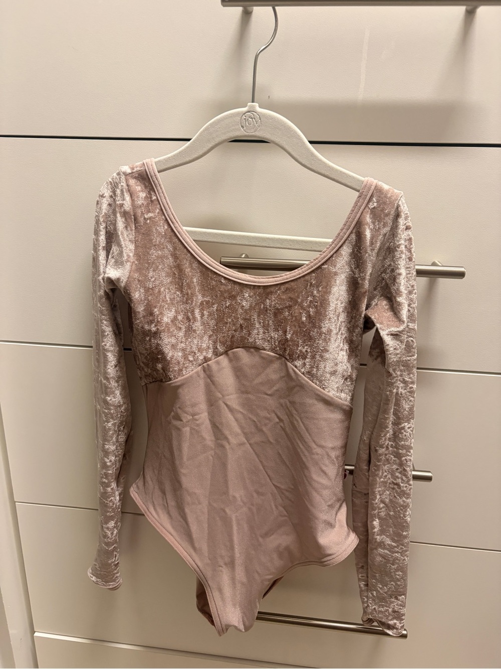Yumiko Velvet Long Sleeve Leotard in Dusty Rose